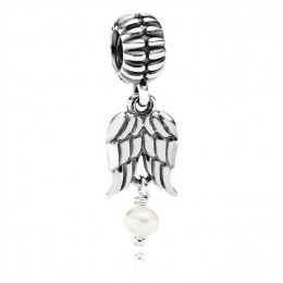 Pandora Angel Wings Silver & Pearl Hanging Charm-790975P