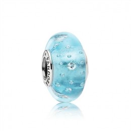 Pandora Blue Effervescence Charm-Murano Glass & Clear CZ 791618CZ