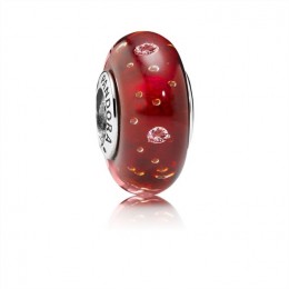 Pandora Red Effervescence Charm-Murano Glass & Clear CZ 791631CZ