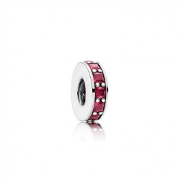 Pandora Abstract silver spacer with synthetic ruby 791724SRU