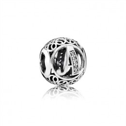 Pandora Letter A silver charm with clear cubic zirconia 791845CZ
