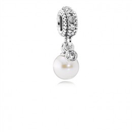 Pandora Luminous Elegance Dangle Charm-White Pearl & Clear CZ 791871P
