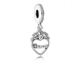 Pandora Princess Crown Heart Dangle Charm-Clear CZ 791962CZ