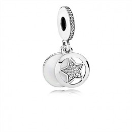 Pandora Friendship Star Dangle Charm-Silver Enamel & Clear CZ 792148EN23
