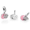 Pandora Devoted Heart Dangle Charm-Pink Enamel & Clear CZ 792149EN24