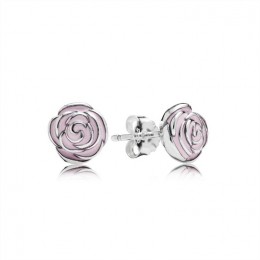 Pandora Pink Rose Garden Silver Stud Earrings-PANDORA 290554EN40
