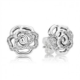 Pandora Shimmering Rose Stud Earrings-Clear CZ 290575CZ