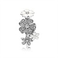 Pandora Shimmering Bouquet Ring-White Enamel & Clear CZ 190984CZ