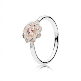 Pandora Blooming Dahlia Ring-Cream Enamel-Clear CZ & Blush Pink Crystals