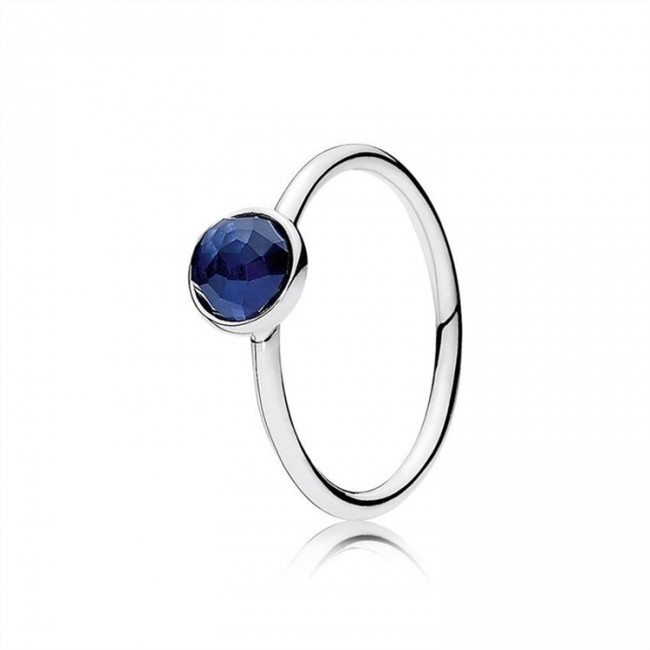 Pandora September Droplet Ring-Synthetic Sapphire 191012SSA